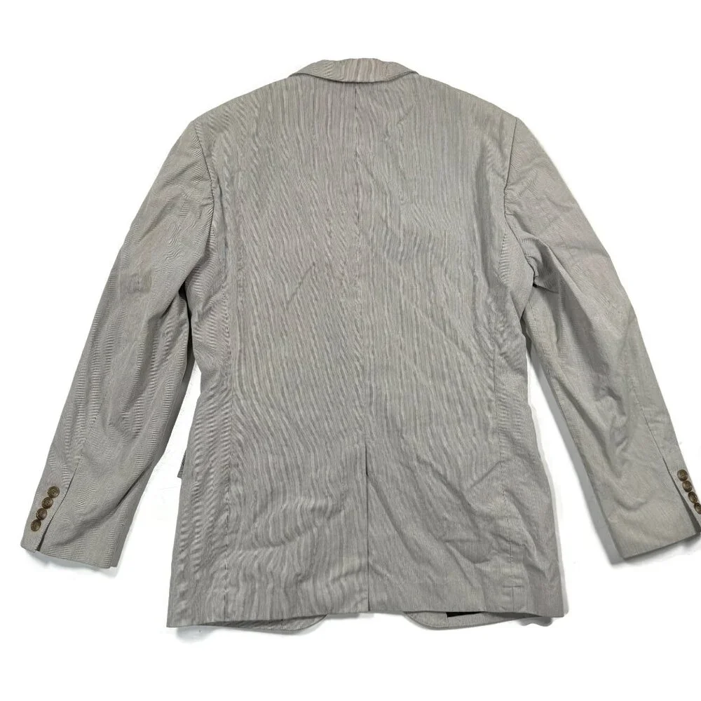 J CREW Ludlow‎ Blazer Jacket Gray Micro Stripe Mens 38R Cotton 16899